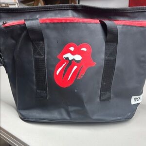 The Rolling Stones Black and Red Duffel Bag with Iconic Logo